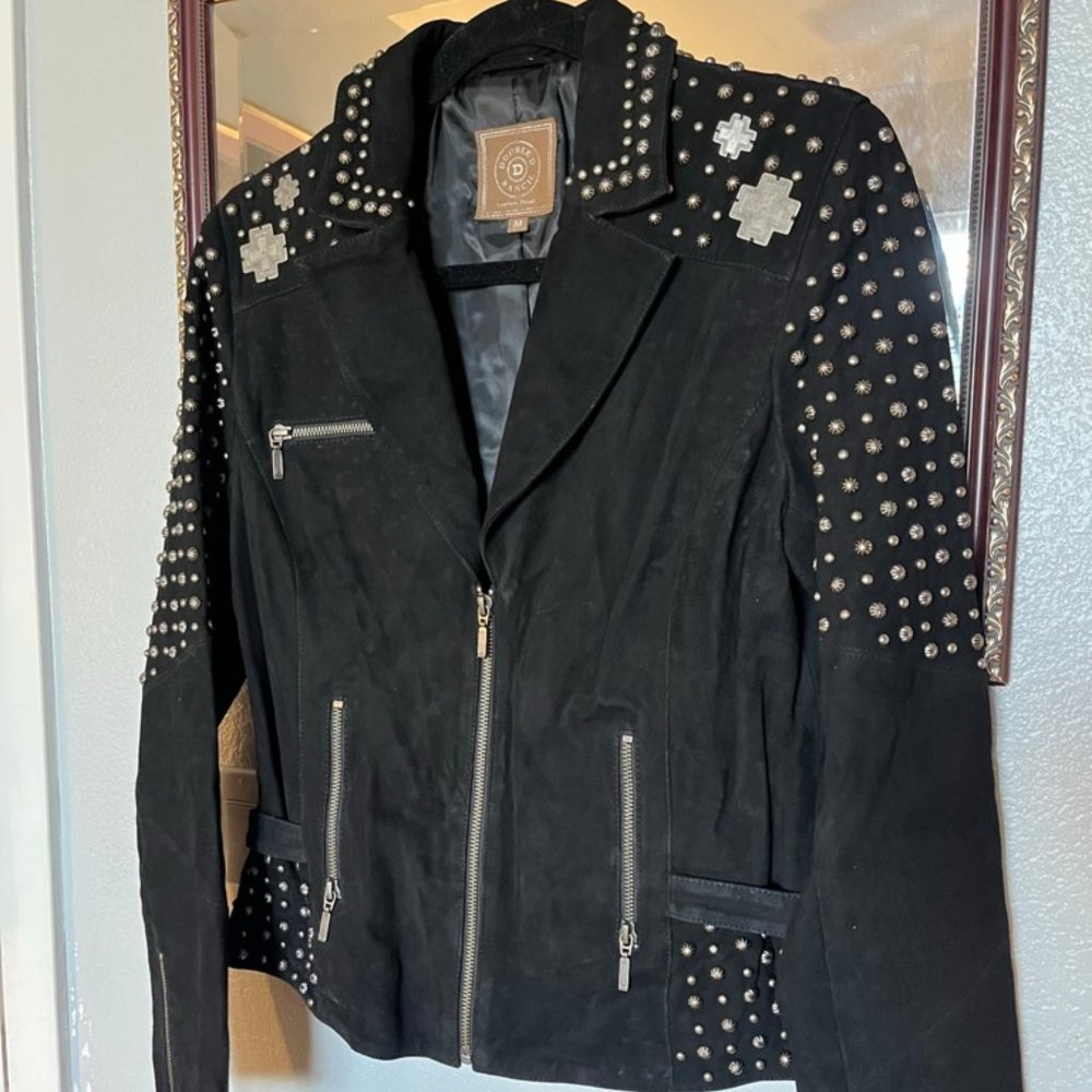 Midnight Black Suede Double D Jacket